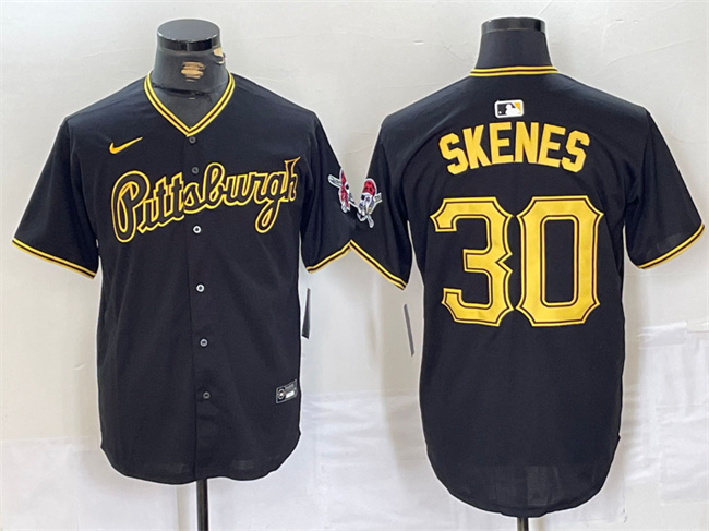 Men's Pittsburgh Pirates #30 Paul Skenes Black Stitched Baseball Jersey